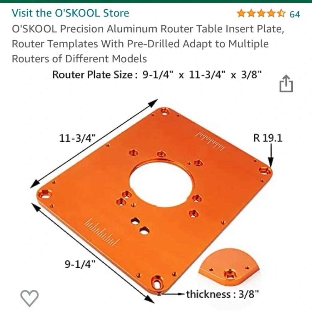 O’Skool Router Table Insert Plate - Picture 2 of 2